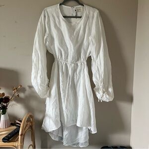 DISSH MOLLY WHITE LINEN MINI DRESS size 10 US, 14 AU vacation coastal